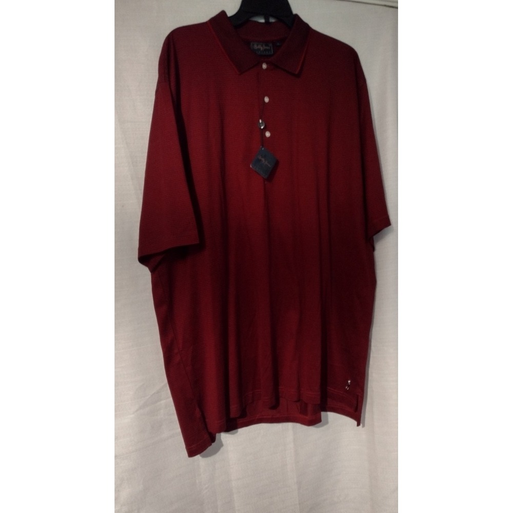 Bobby Jones Players Polo Shirt Men's XL Burgundy Black Striped Short Sleeve Golf